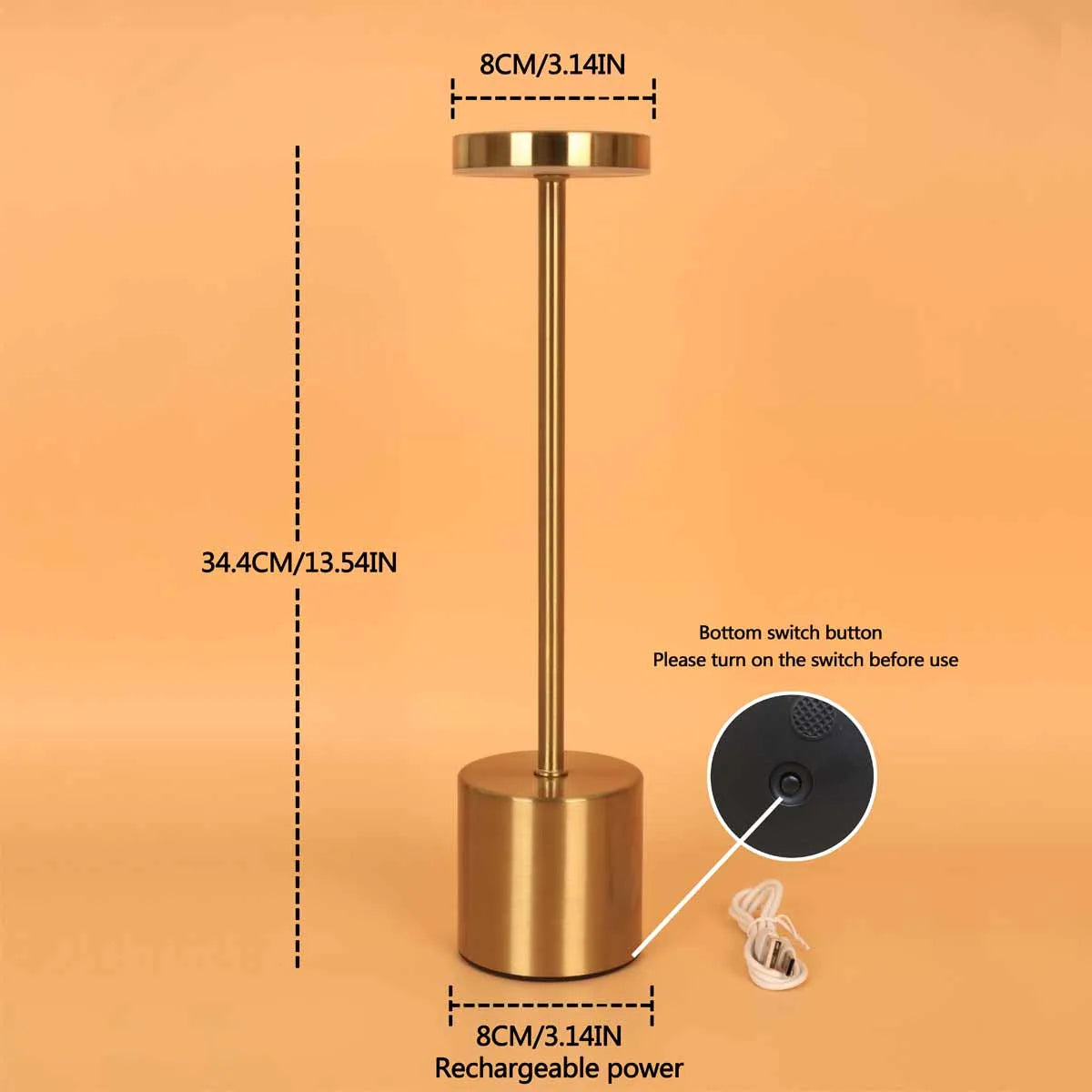 LED Rechargeable Touch Metal Table Lamp