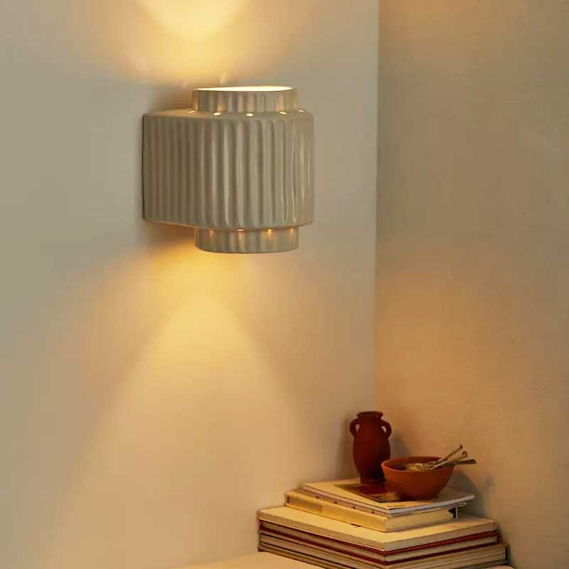 Japanese Bedside Wall Lamp Bedroom Study Cream White Wall-mounted Resin Sconces Living Room Aisle Wabi-sabi Decorative LED Light