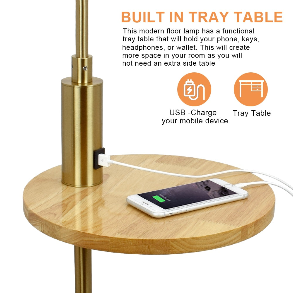 Nordic Vertical Gold USB Charging Floor Lamp