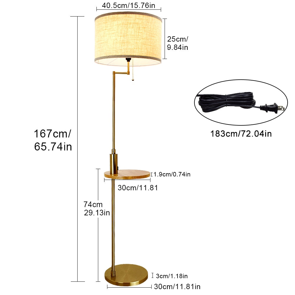 Nordic Vertical Gold USB Charging Floor Lamp