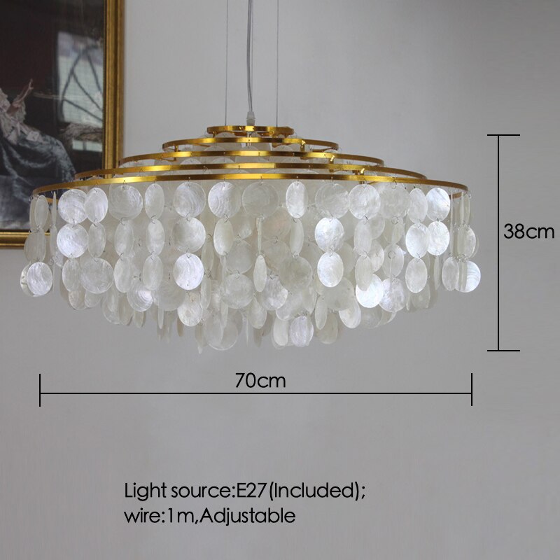 Luxury Shell Chandelier Gold/Chrome E27 Lights Living Room Restaurant Hanging Light Fixtures Hotel Bedroom Luminaire Suspension