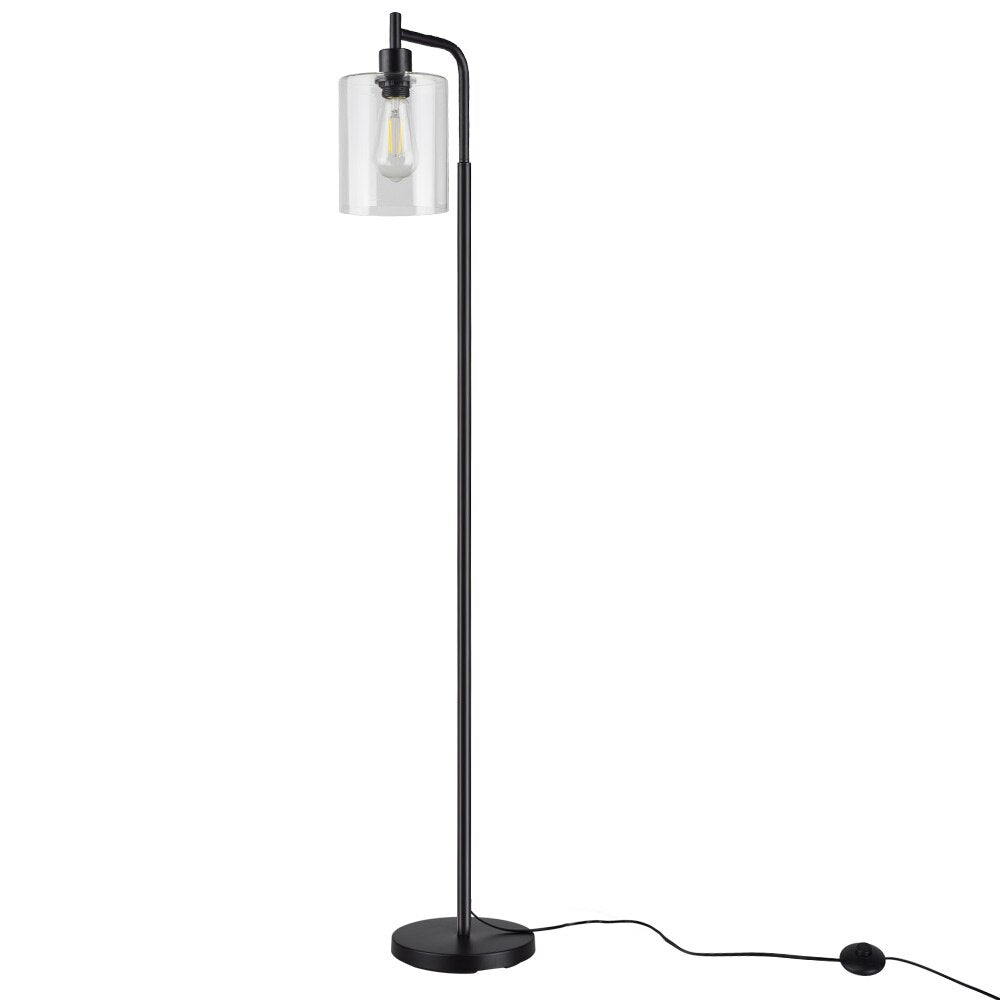 Nordic Vertical Metal LED Floor Lamp with Glass Shade