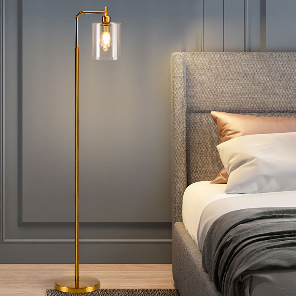 Nordic Vertical Metal LED Floor Lamp with Glass Shade