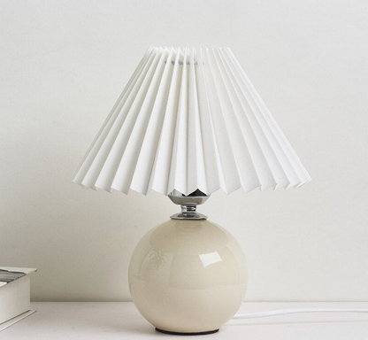 Japanese Style Mini Ceramic Table Lamp with Pleated Shade