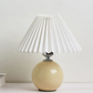 Japanese Style Mini Ceramic Table Lamp with Pleated Shade