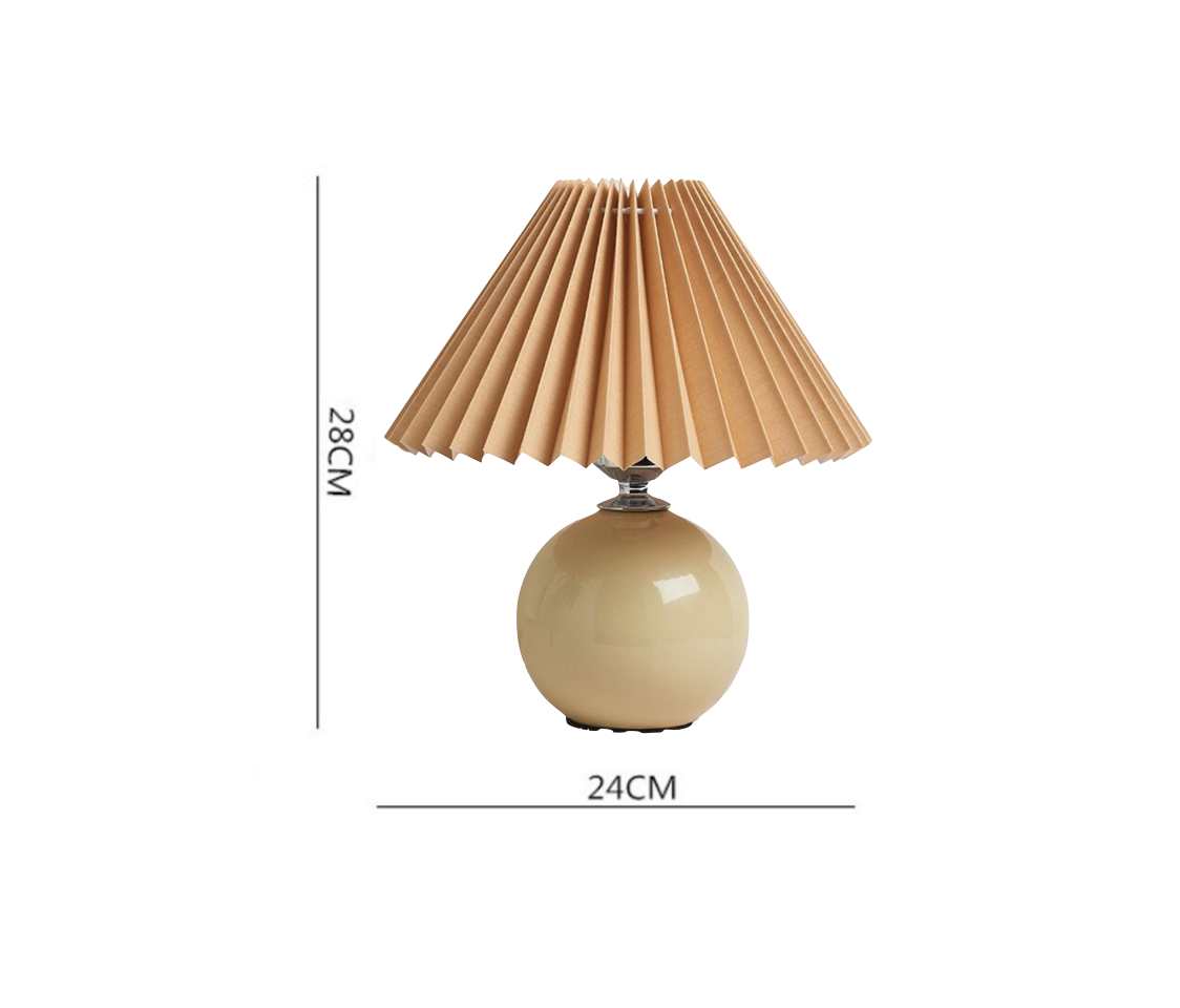 Japanese Style Mini Ceramic Table Lamp with Pleated Shade